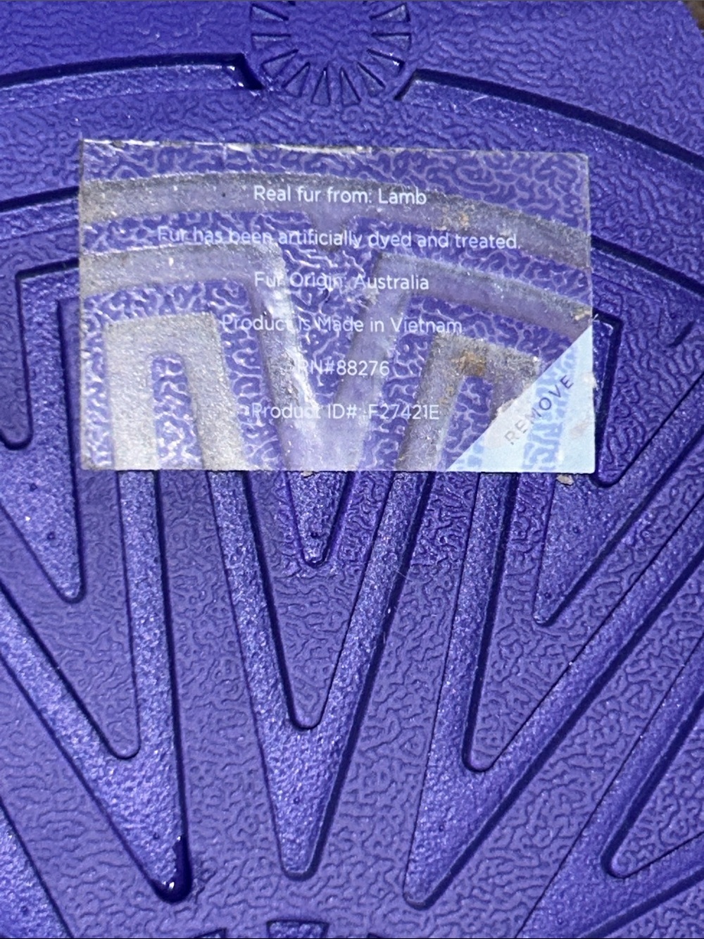UGG Women’s Purple Tie-Dye Fluff Platform Slide with Cream Accents - Picture 3 of 8